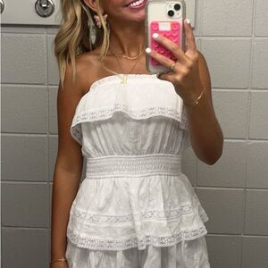 Altar'd State White Strapless Jumpsuit
